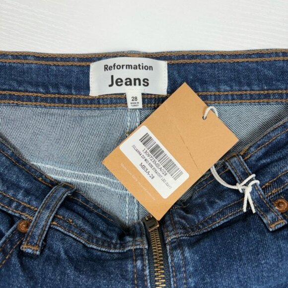 NWT Reformation Julianna Zip Straight Leg Mid-Rise Jeans Medium Wash Denim 28 - Picture 8 of 10